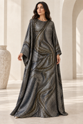 Model styling illustration using the Metallic Micro Pattern fabric design. Fabric sold separately; finished garment not included.