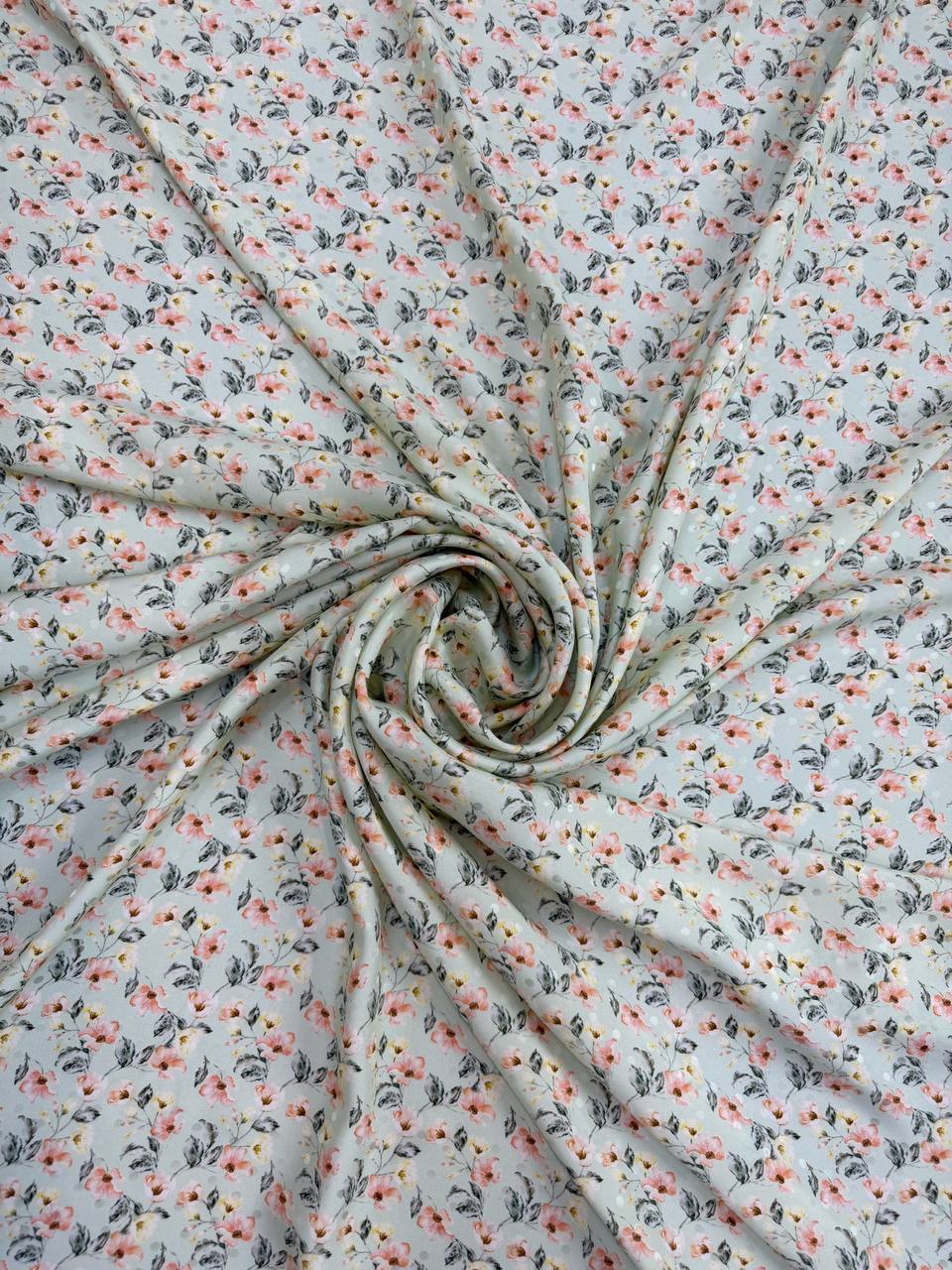 Porcelain Floral Scatter Italian Silk Jacquard fabric from Como — TG-020