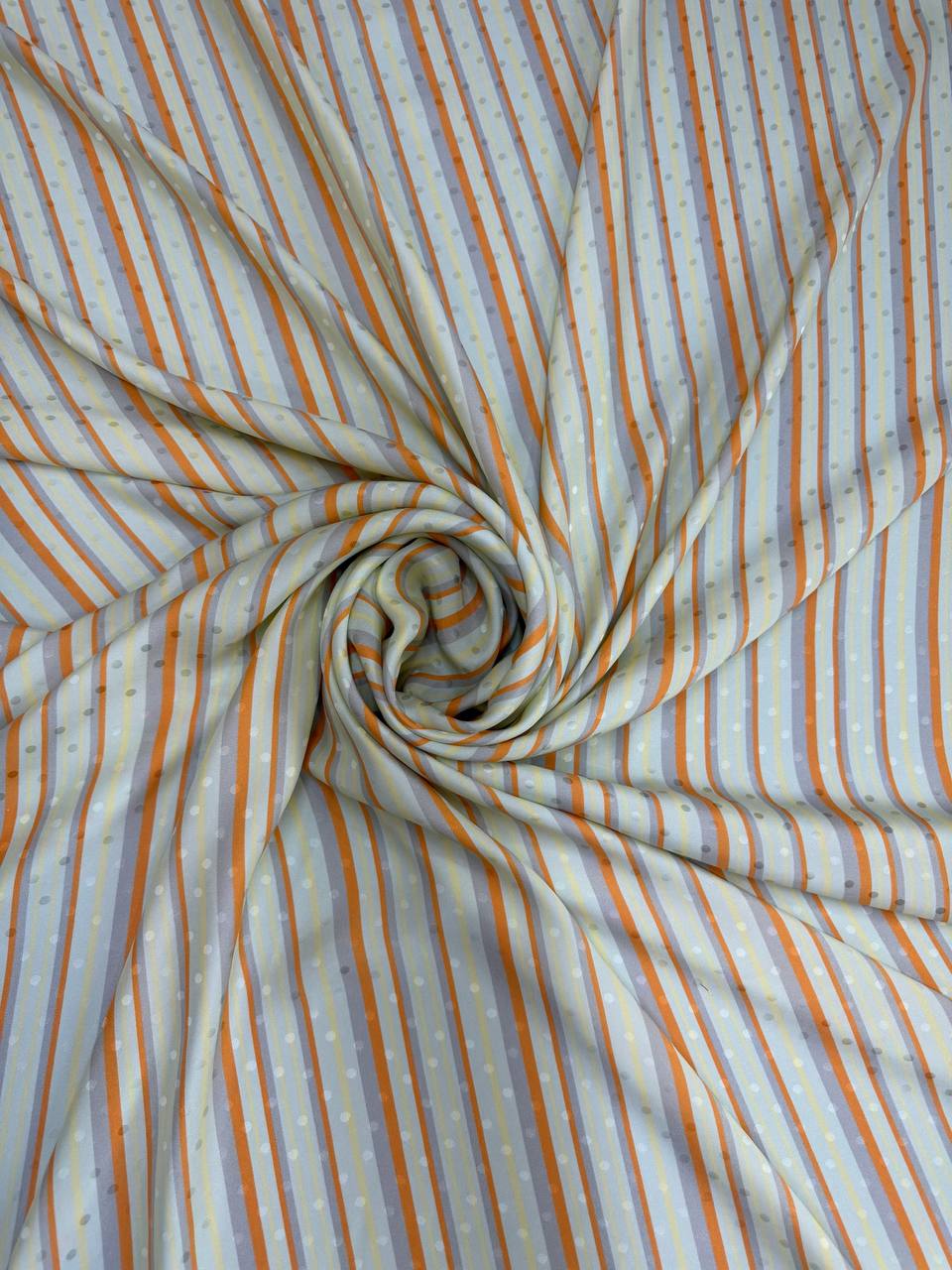 Pale Blue Coral Stripe Italian Silk Jacquard fabric from Como — TG-021