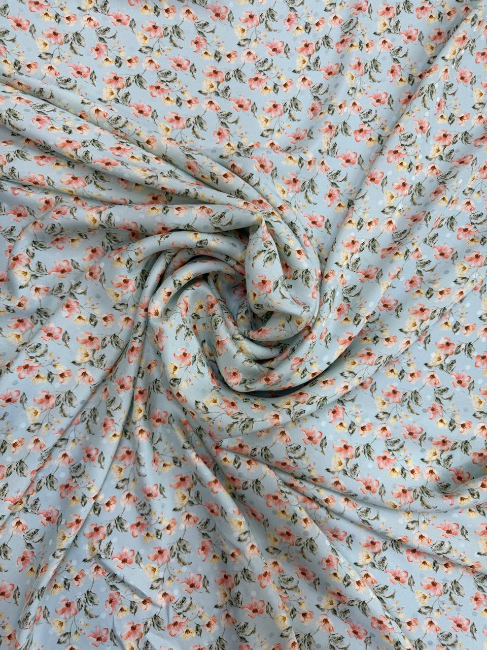 Mint Floral Scatter Italian Silk Jacquard fabric from Como — TG-023