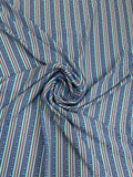 Midnight Multicolour Stripe Italian Silk Jacquard fabric from Como — TG-026