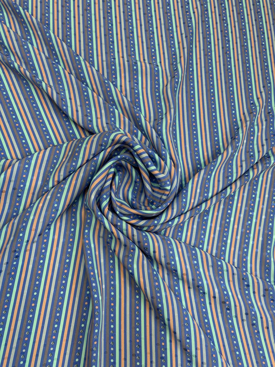 Midnight Multicolour Stripe Italian Silk Jacquard fabric from Como — TG-026