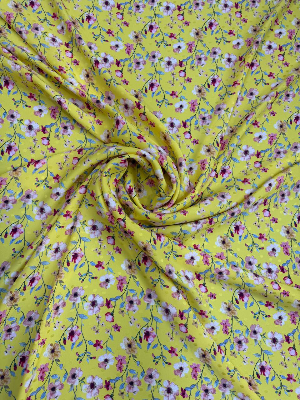 Chartreuse Floral Scatter — Italian Silk Jacquard fabric, TG-035