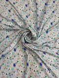 Pearl Blue Floral Scatter — Italian Silk Jacquard fabric, TG-038