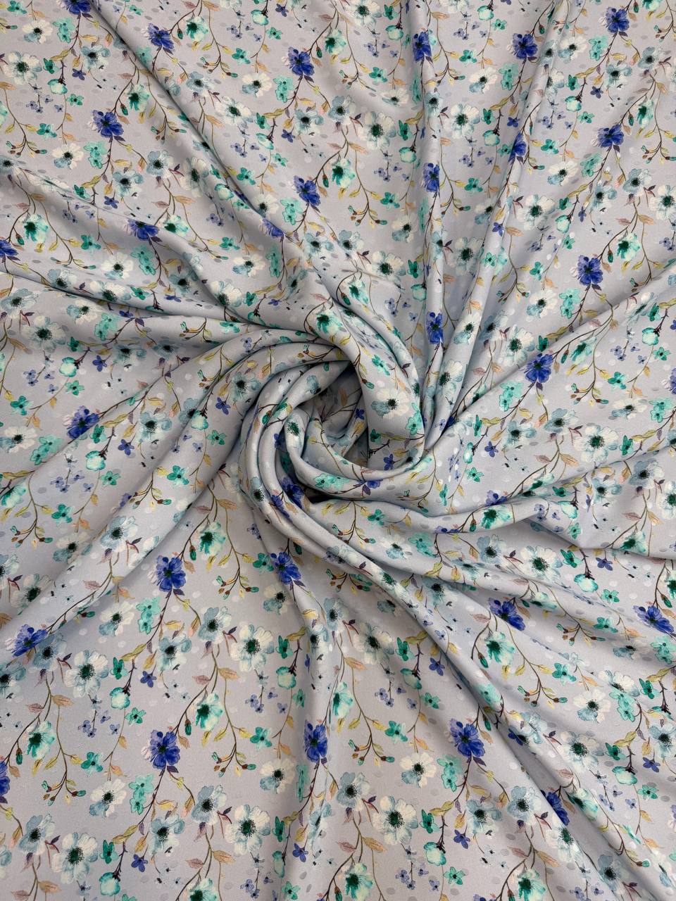 Pearl Blue Floral Scatter — Italian Silk Jacquard fabric, TG-038