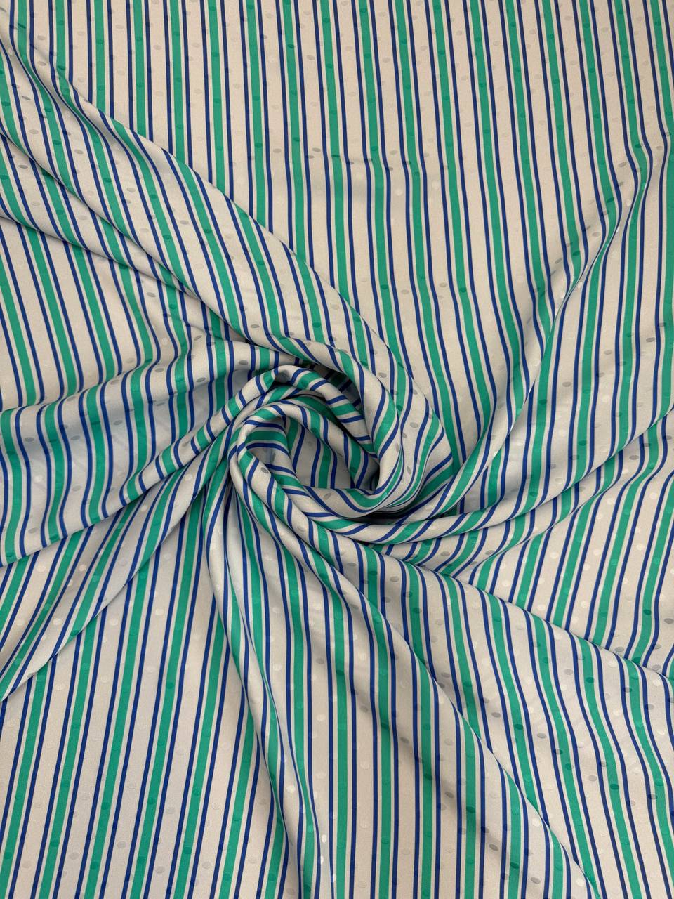 Teal Candy Stripe — Italian Silk Jacquard fabric, TG-039