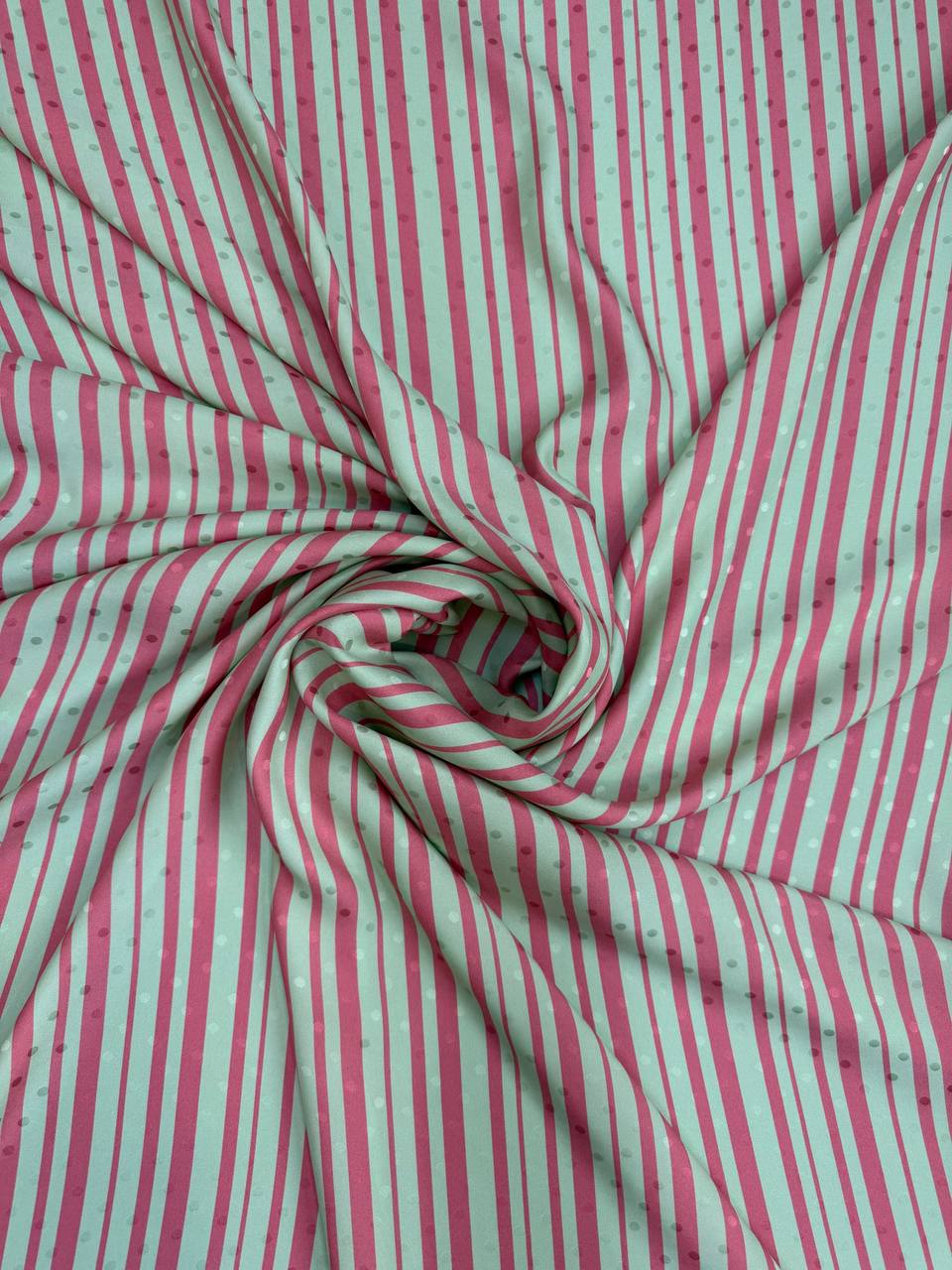 Teal Rose Stripe — Italian Silk Jacquard fabric, TG-042