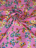 Pink Botanical Fan — Italian Silk Jacquard fabric, TG-059