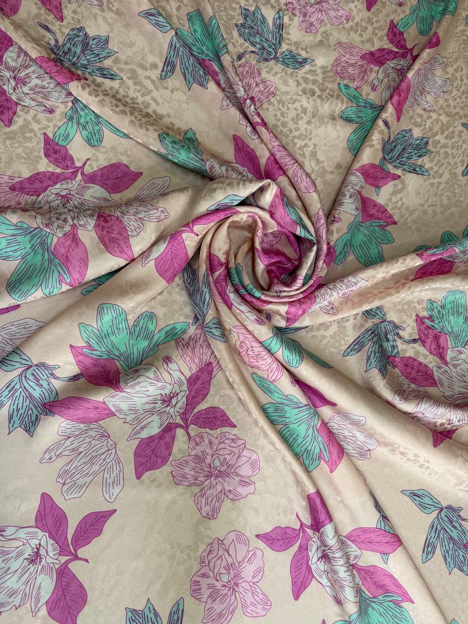 Beige Butterfly Garden — Italian Silk Jacquard fabric, TG-060
