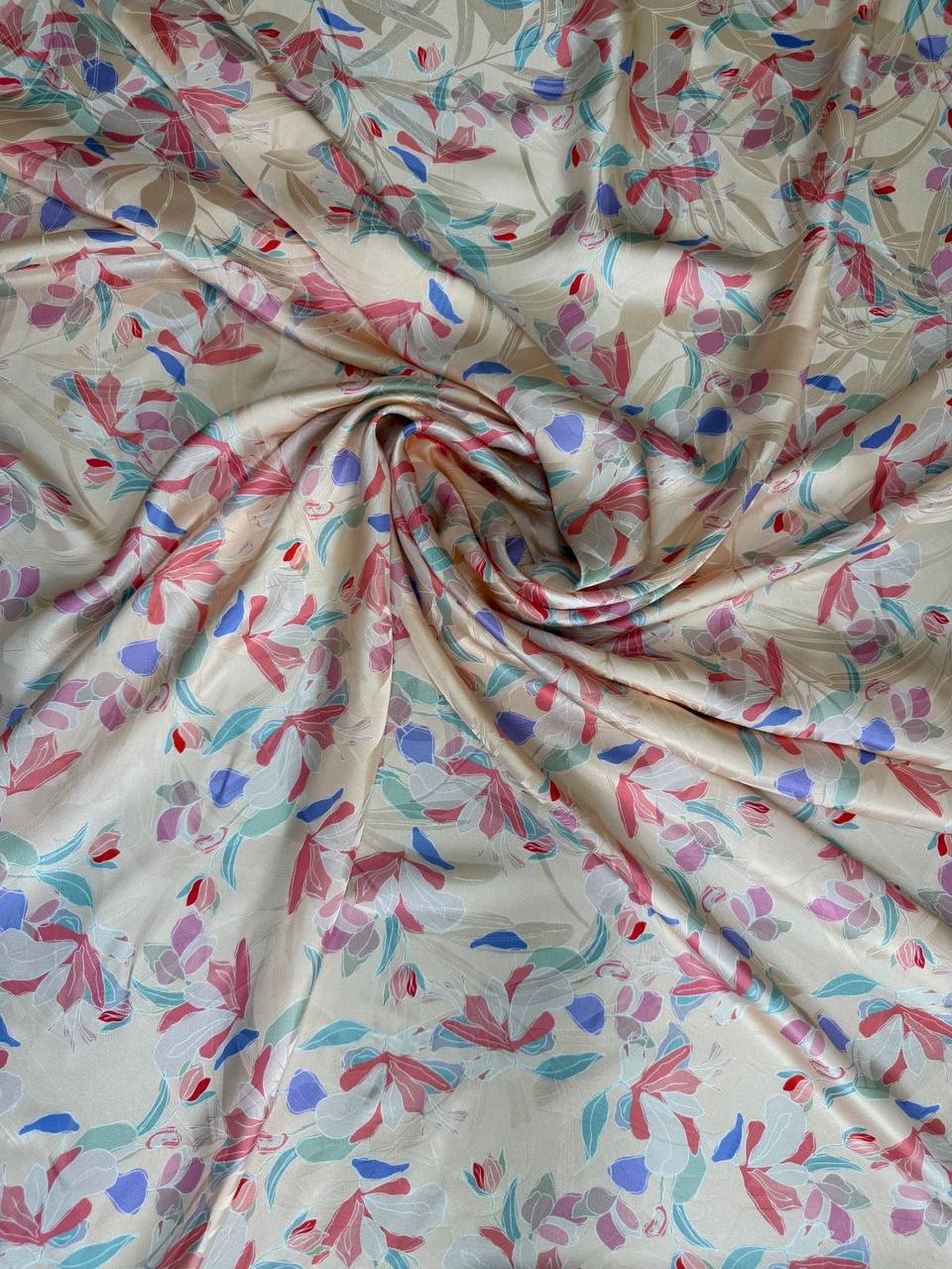 Pastel Meadow — Italian Silk Jacquard fabric, TG-063