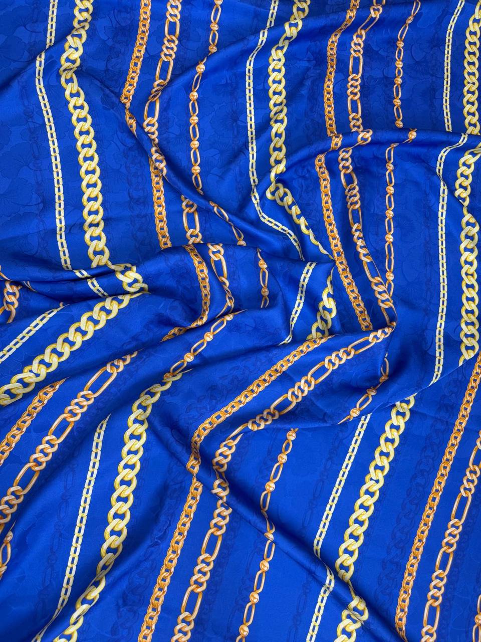 Royal Blue Chain Stripe — Italian Silk Jacquard fabric, TG-065