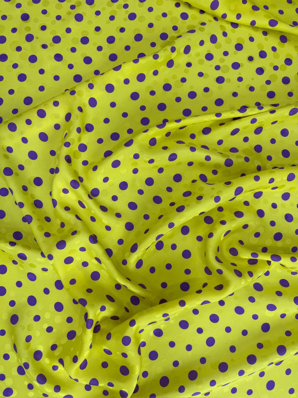 Citron Cobalt Dot — Italian Silk Jacquard fabric, TG-071