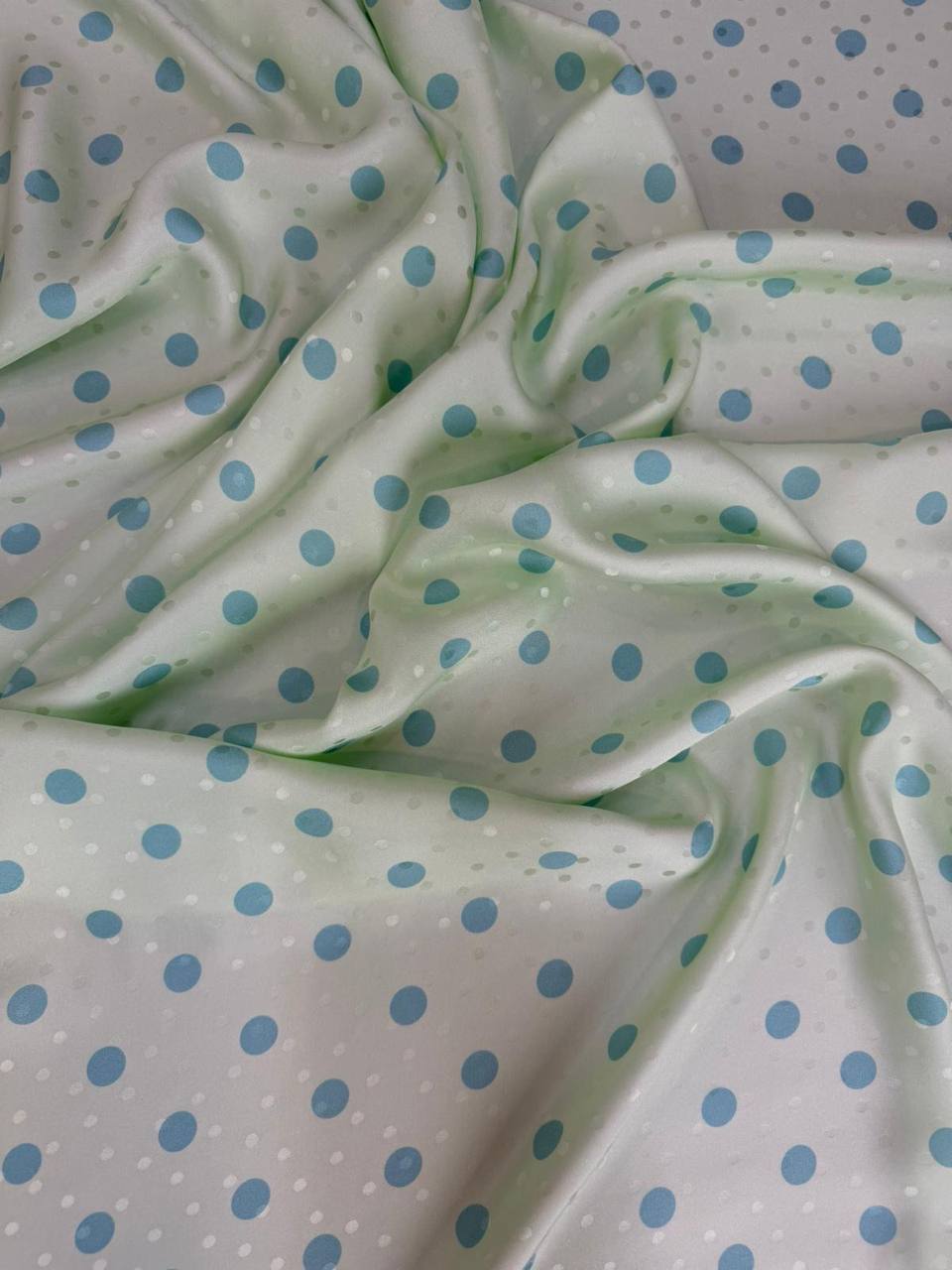 Silver Teal Dot — Italian Silk Jacquard fabric, TG-075
