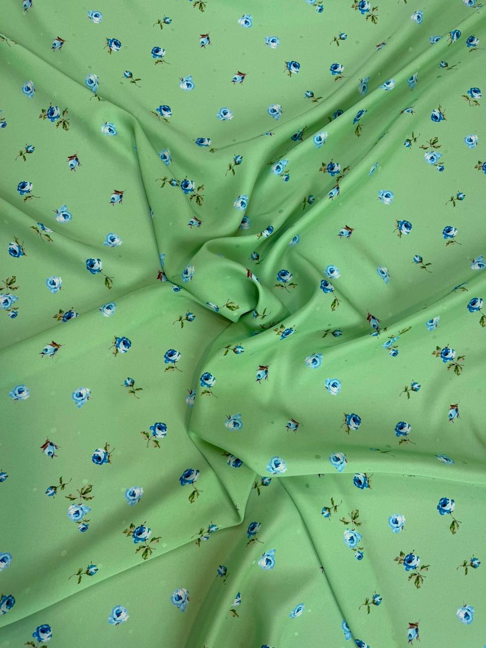 Lime Blue Floral Scatter — Italian Silk Jacquard fabric, TG-077