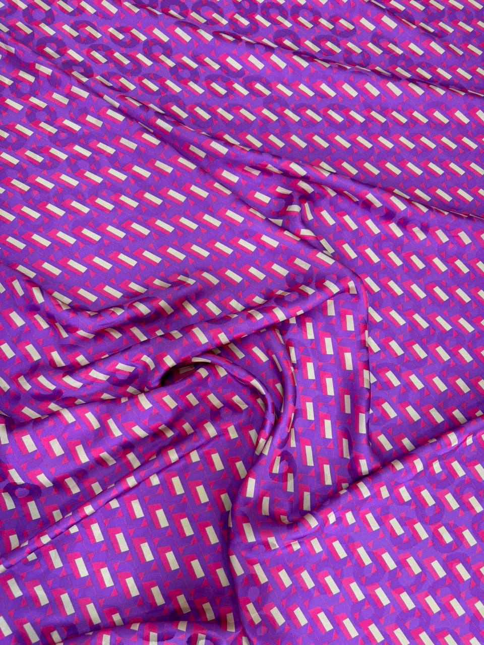 Violet Ochre Dash — Italian Silk Jacquard fabric, TG-080