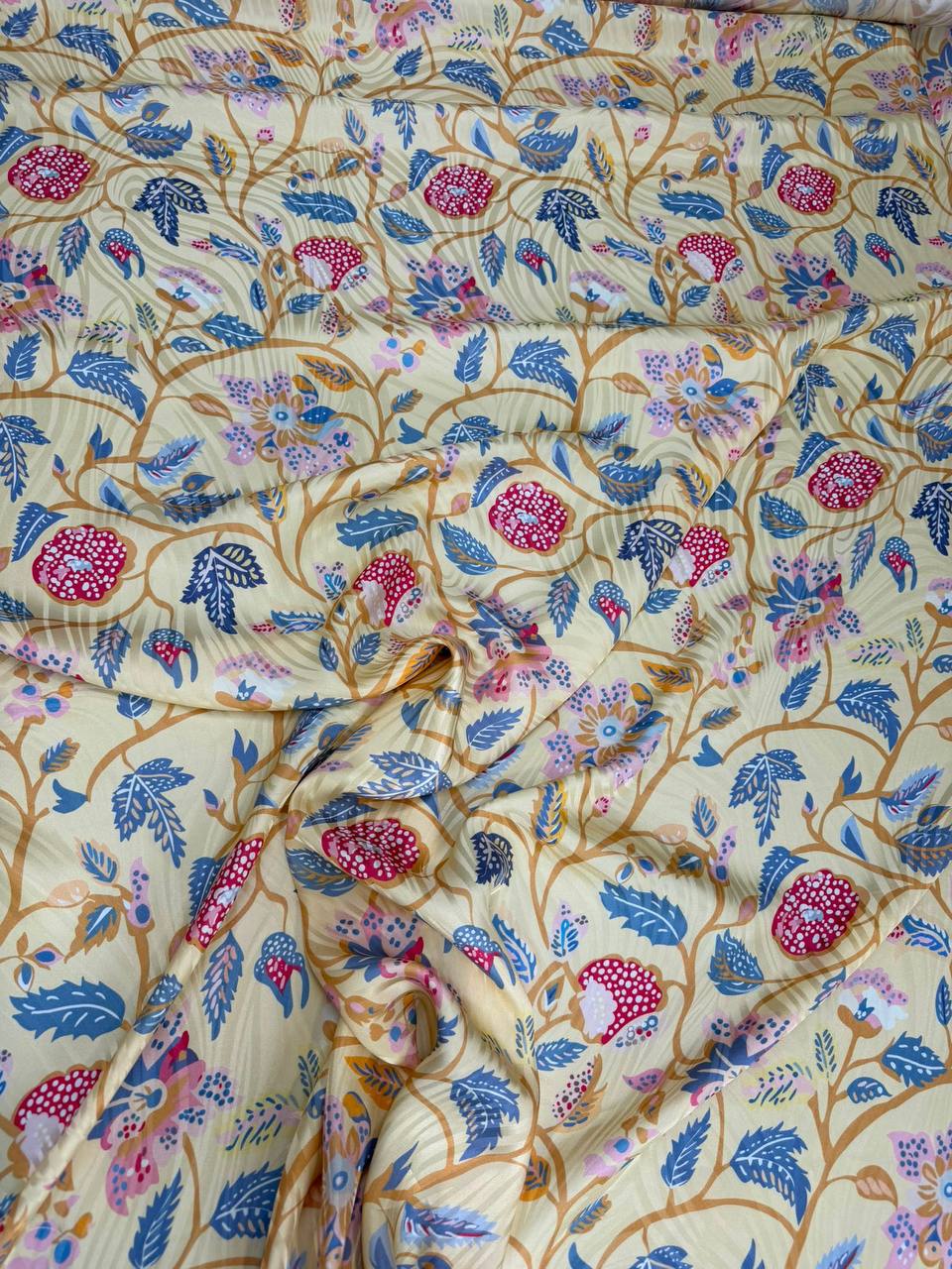 Sky Blue Botanical — Italian Silk Jacquard fabric, TG-083