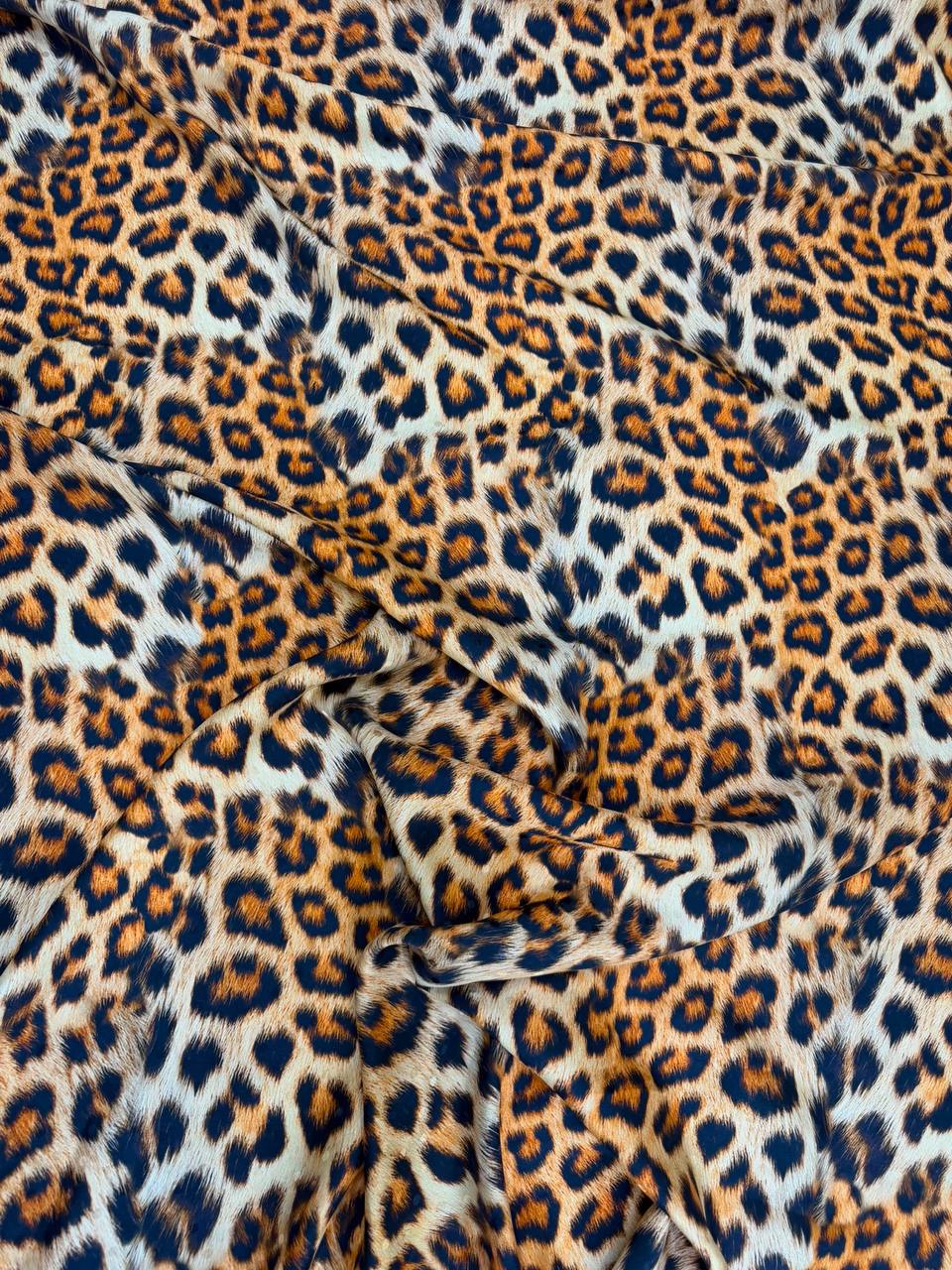 Caramel Leopard Rosette — Italian Silk Jacquard fabric, TG-084