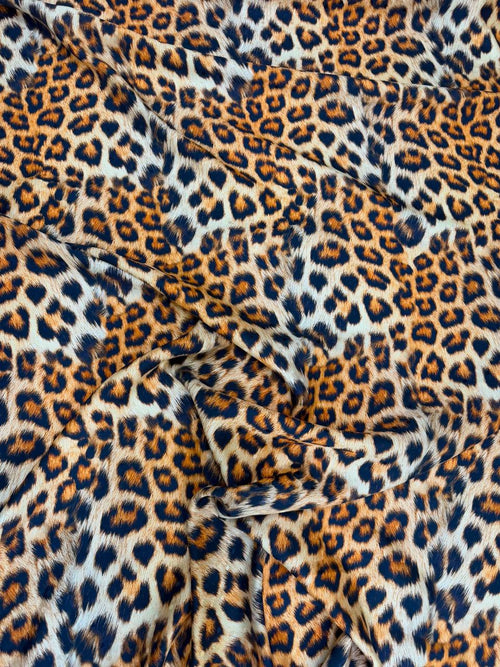 Caramel Leopard Rosette — Italian Silk Jacquard fabric, TG-084