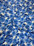 Cobalt Rose Garden — Italian Silk Jacquard fabric, TG-088