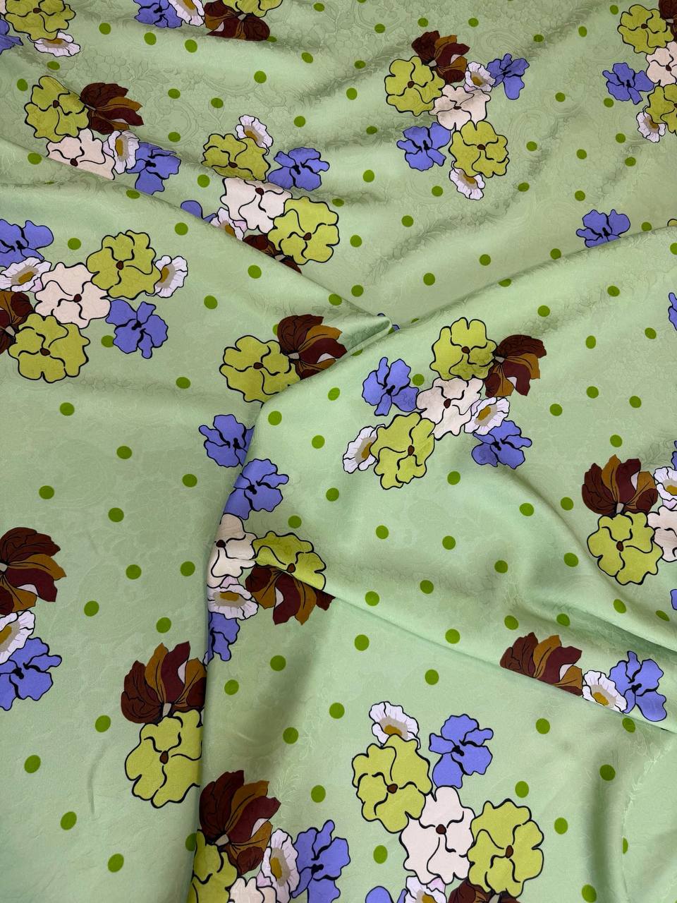 Mint Pastel Bouquet — Italian Silk Jacquard fabric, TG-094