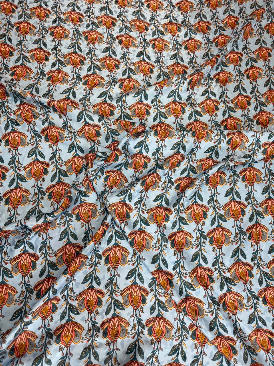 Sky Blue Orange Blossom — Italian Silk Jacquard fabric, TG-098