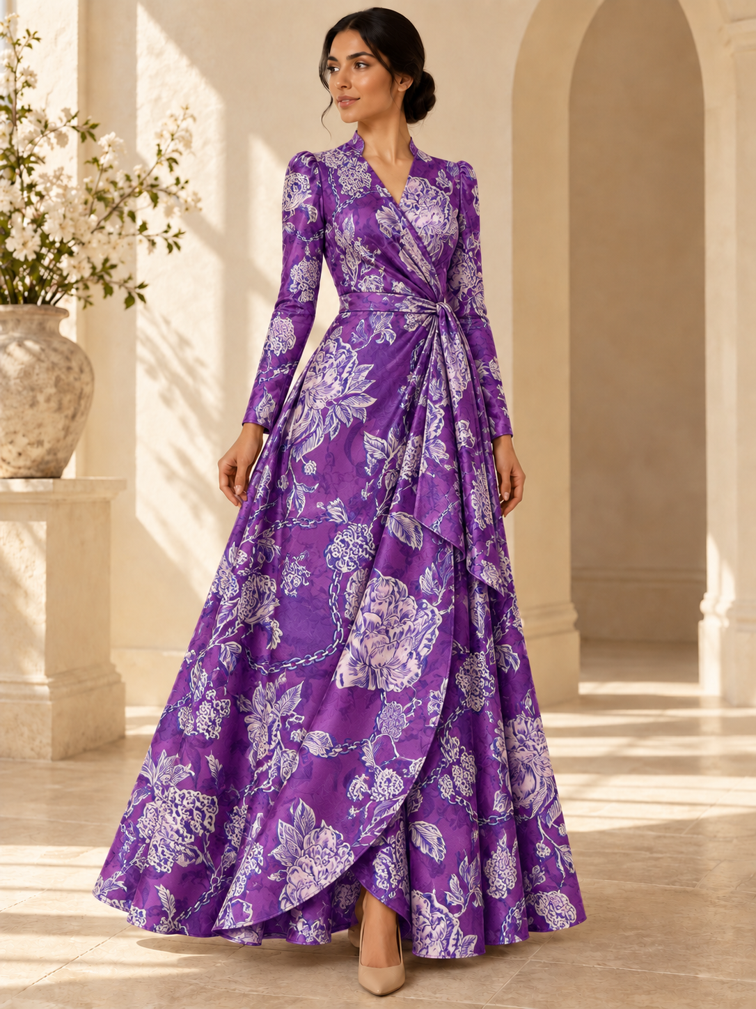 TG-100 — AI model styling illustration based on the original fabric; fabric sold separately, garment not included.
