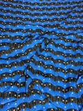 Cobalt Black Ribbon Stripe — Italian Silk Jacquard fabric, TG-104