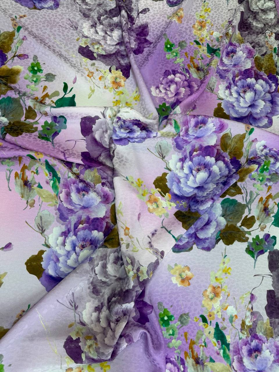 Pearl Lilac Rose Garden — Italian Silk Jacquard fabric, TG-105