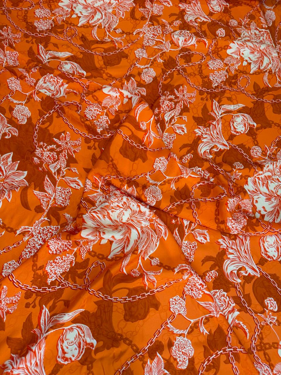 Orange Tonal Bouquet — Italian Silk Jacquard fabric, TG-106