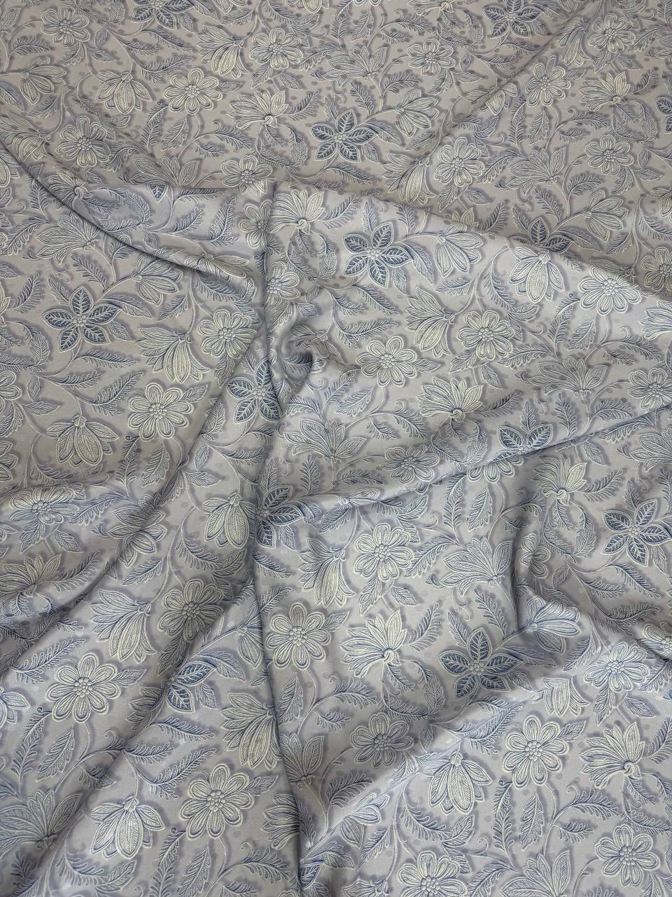 Silver Tonal Botanical — Italian Silk Jacquard fabric, TG-109