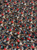 Black Red Chain Garden — Italian Silk Jacquard fabric, TG-110