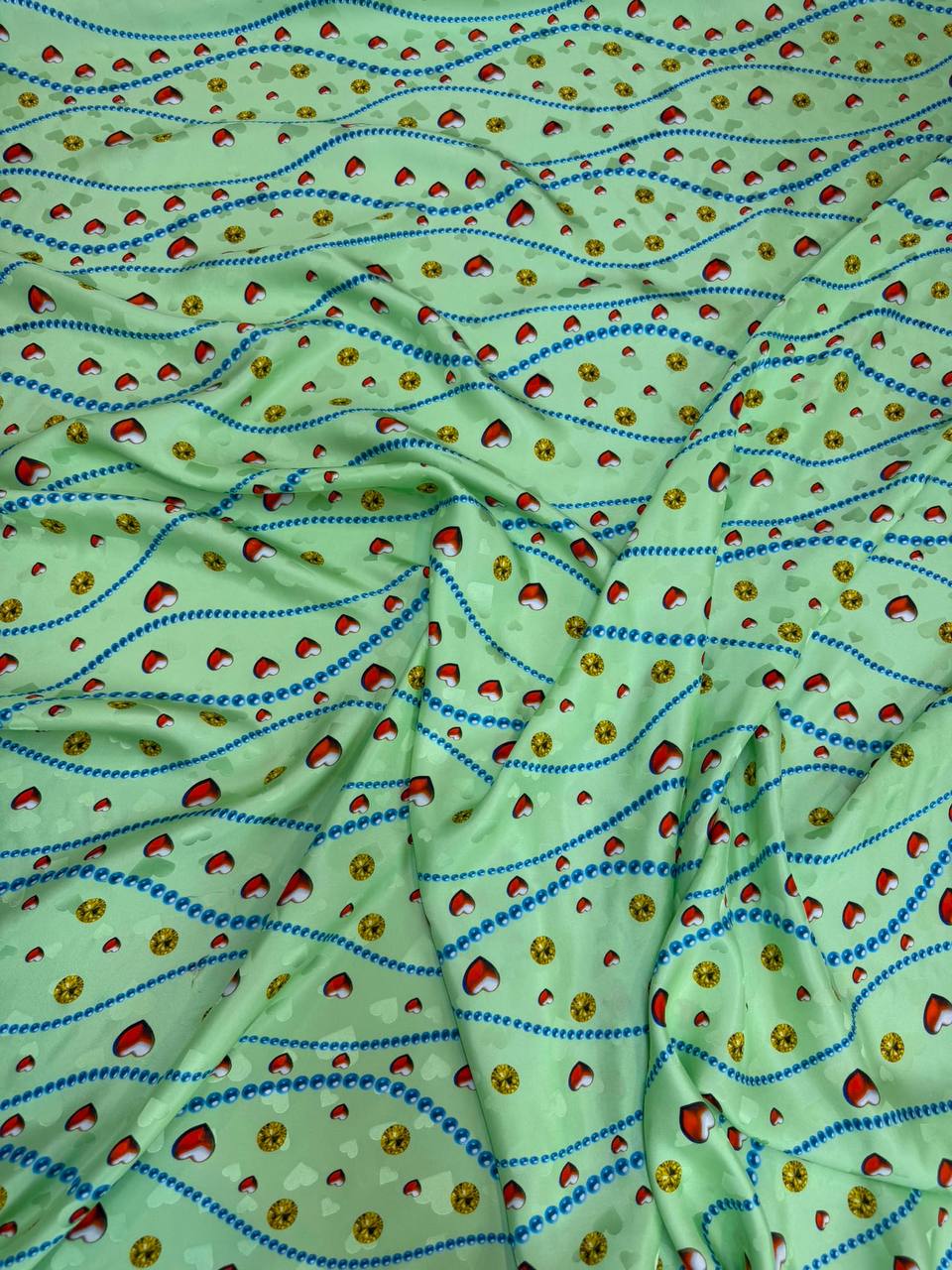 Mint Bead Garland — Italian Silk Jacquard fabric, TG-111