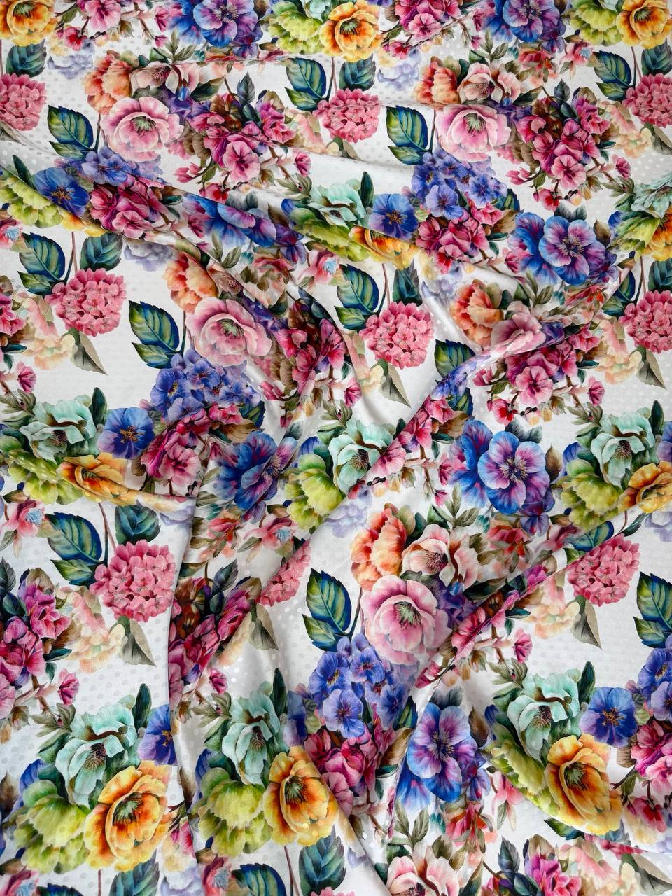 Multicolour Bouquet Collage — Italian Silk Jacquard fabric, TG-114