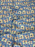 Slate Blue Yellow Blossom — Italian Silk Jacquard fabric, TG-115