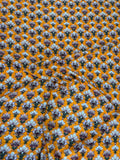 Ochre Cobalt Floral Grid — Italian Silk Jacquard fabric, TG-116