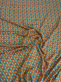Ochre Teal Mini Geometry — Italian Silk Jacquard fabric, TG-124