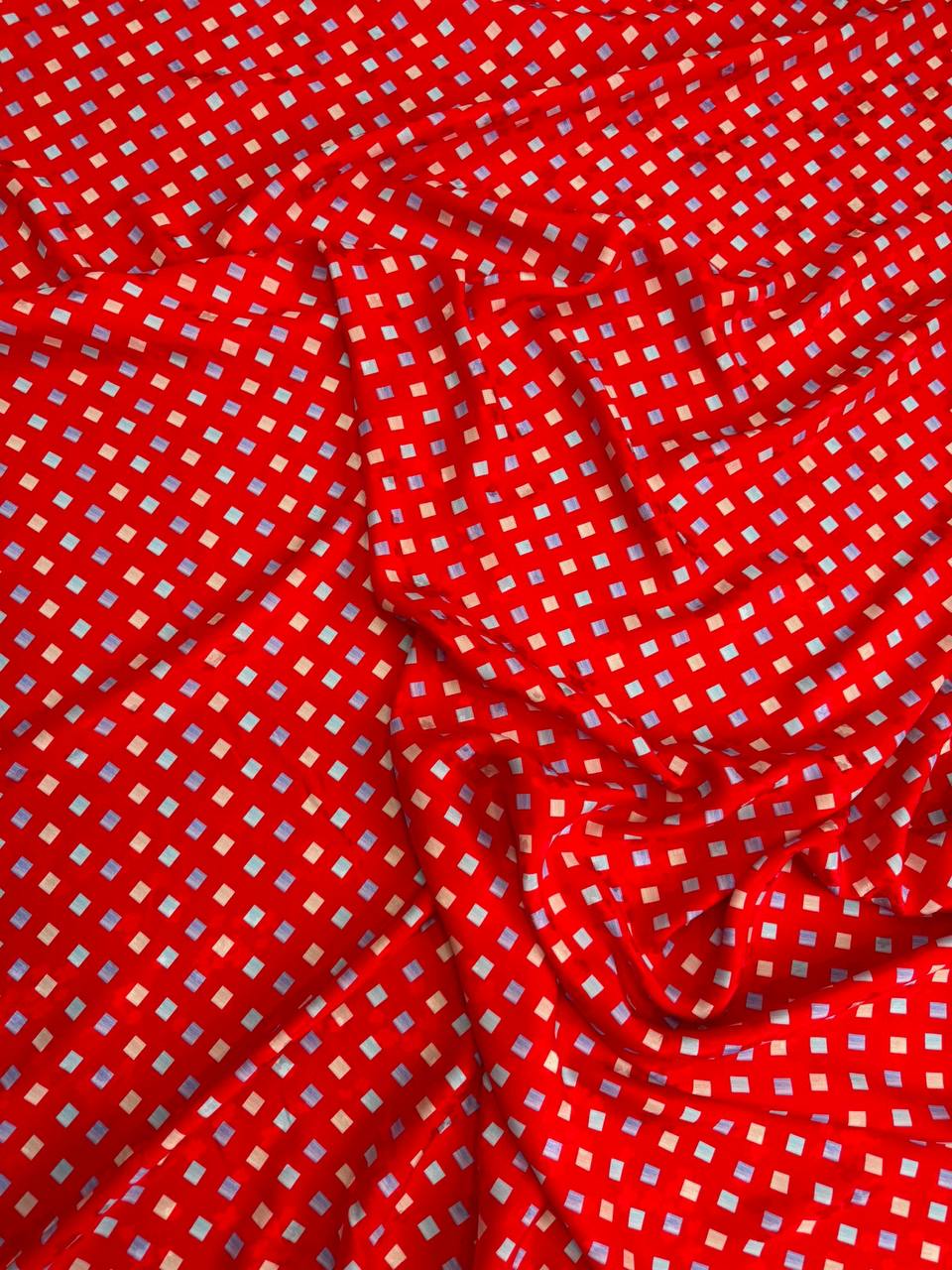 Scarlet Ivory Mini Dot — Italian Silk Jacquard fabric, TG-125