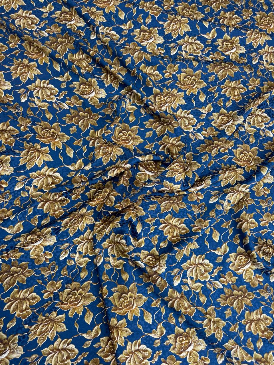 Midnight Gold Botanical — Italian Silk Jacquard fabric, TG-126