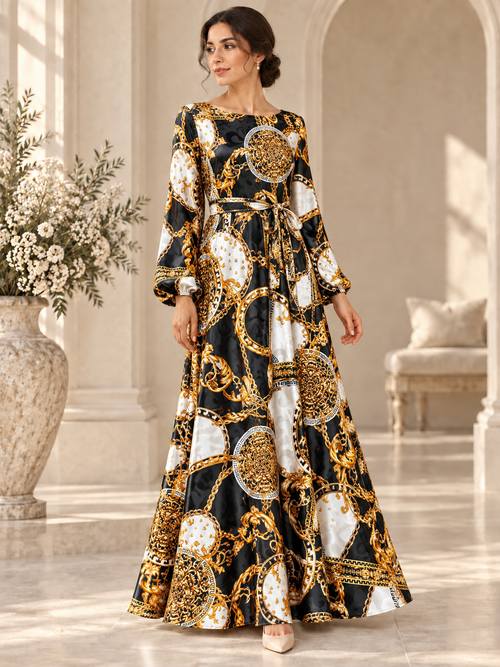 TG-127 — AI model styling illustration based on the original Silk Jacquard fabric; fabric sold separately, garment not included.