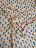 Ivory Teal Ochre Diamond — Italian Silk Jacquard fabric, TG-130