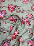 Sage Pink Rose Bouquet — Italian Silk Jacquard fabric, TG-131