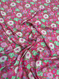Pink White Daisy Garden — Italian Silk Jacquard fabric, TG-132