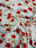 Ice Blue Red Blossom — Italian Silk Jacquard fabric, TG-134