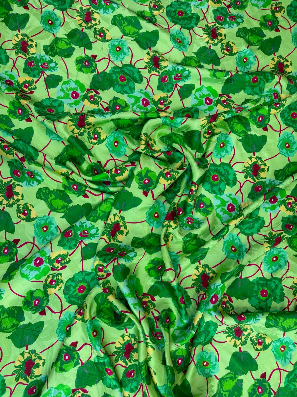 Emerald Leaf Garden — Silk Jacquard fabric, original photograph. 