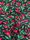 Black Pink Leaf Garden — Silk Jacquard fabric, original photograph. 