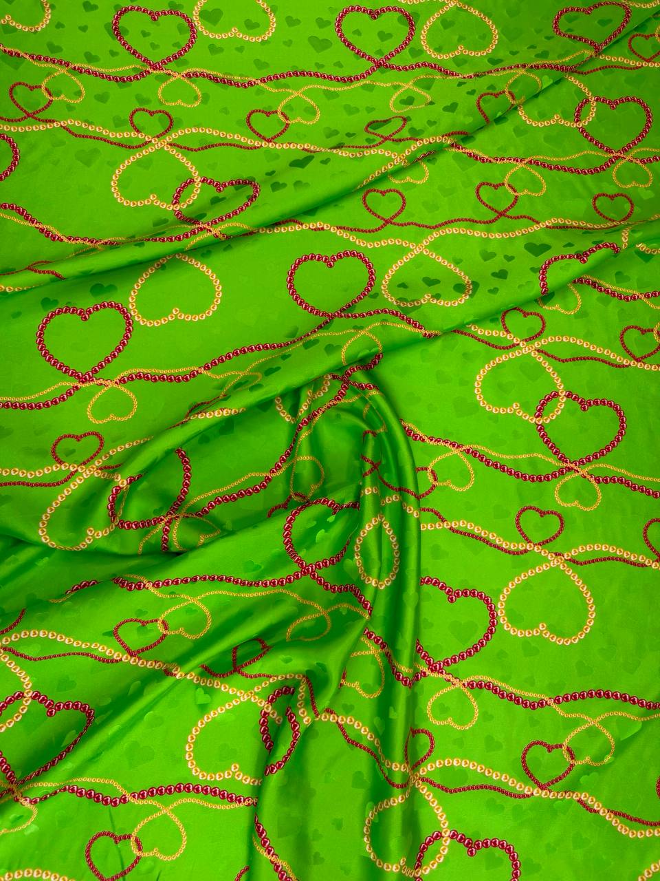 Lime Gold Chain Motif — Silk Jacquard fabric, original photograph. 