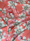 Coral Ivory Magnolia — Silk Jacquard fabric, original photograph. 