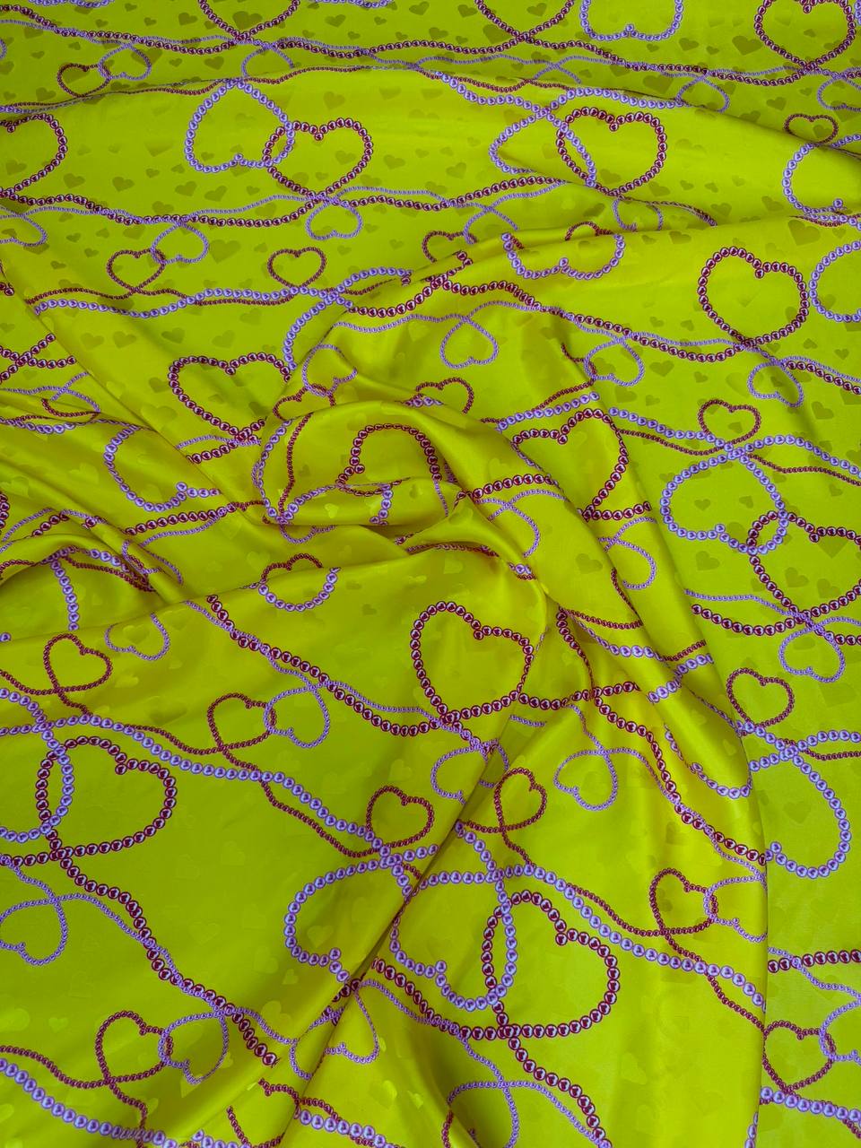 Citron Grey Chain Motif — Silk Jacquard fabric, original photograph. 