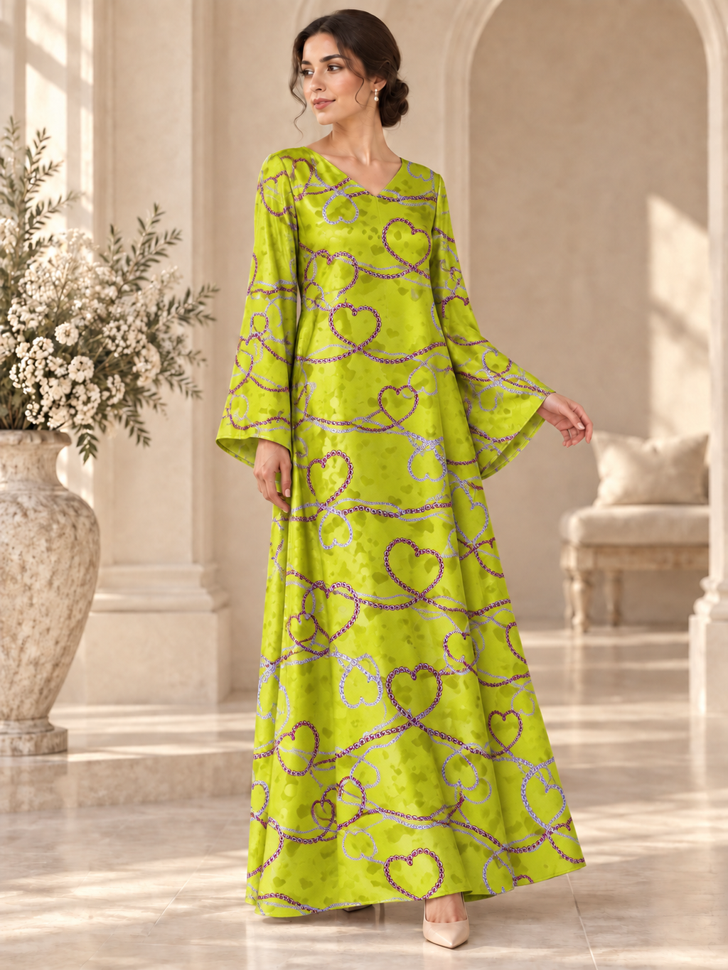 TG-147 — AI model styling illustration based on the original Silk Jacquard fabric; fabric sold separately, garment not included.