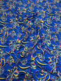 Cobalt Gold Scroll — Silk Jacquard fabric, original photograph. 